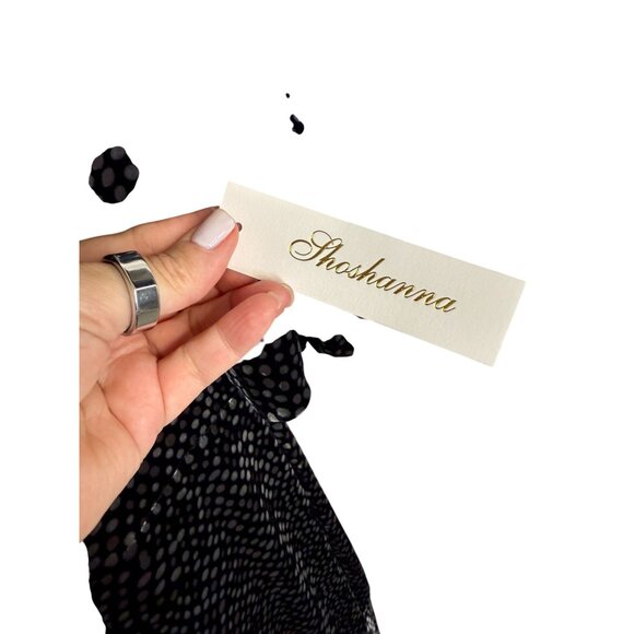 Shoshanna Collette Black Gray Velvet Dot Midi Dress NWT  - Size 8 - Picture 7 of 10